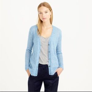 J Crew Women’s Baby Blue Mohair V Neck Cardigan Size XS
